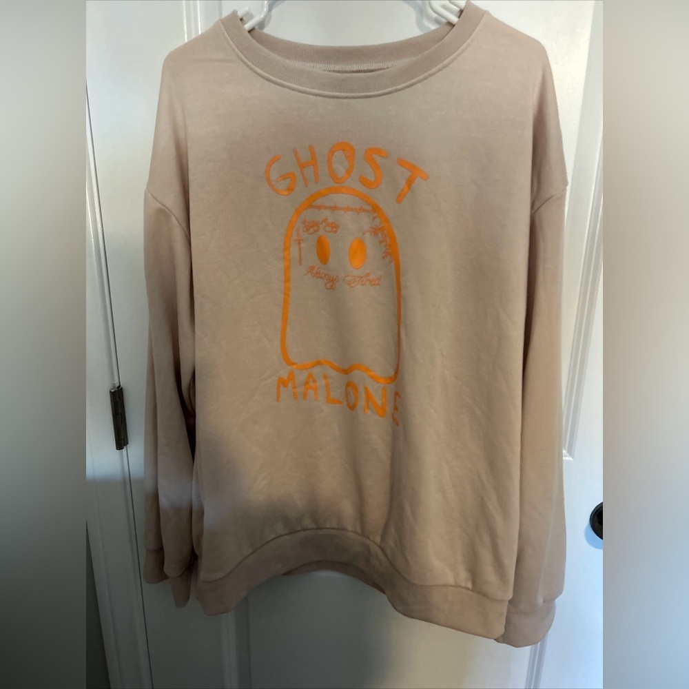 Ghost Malone Women’s 2X Beige Sweatshirt “Post Malone”